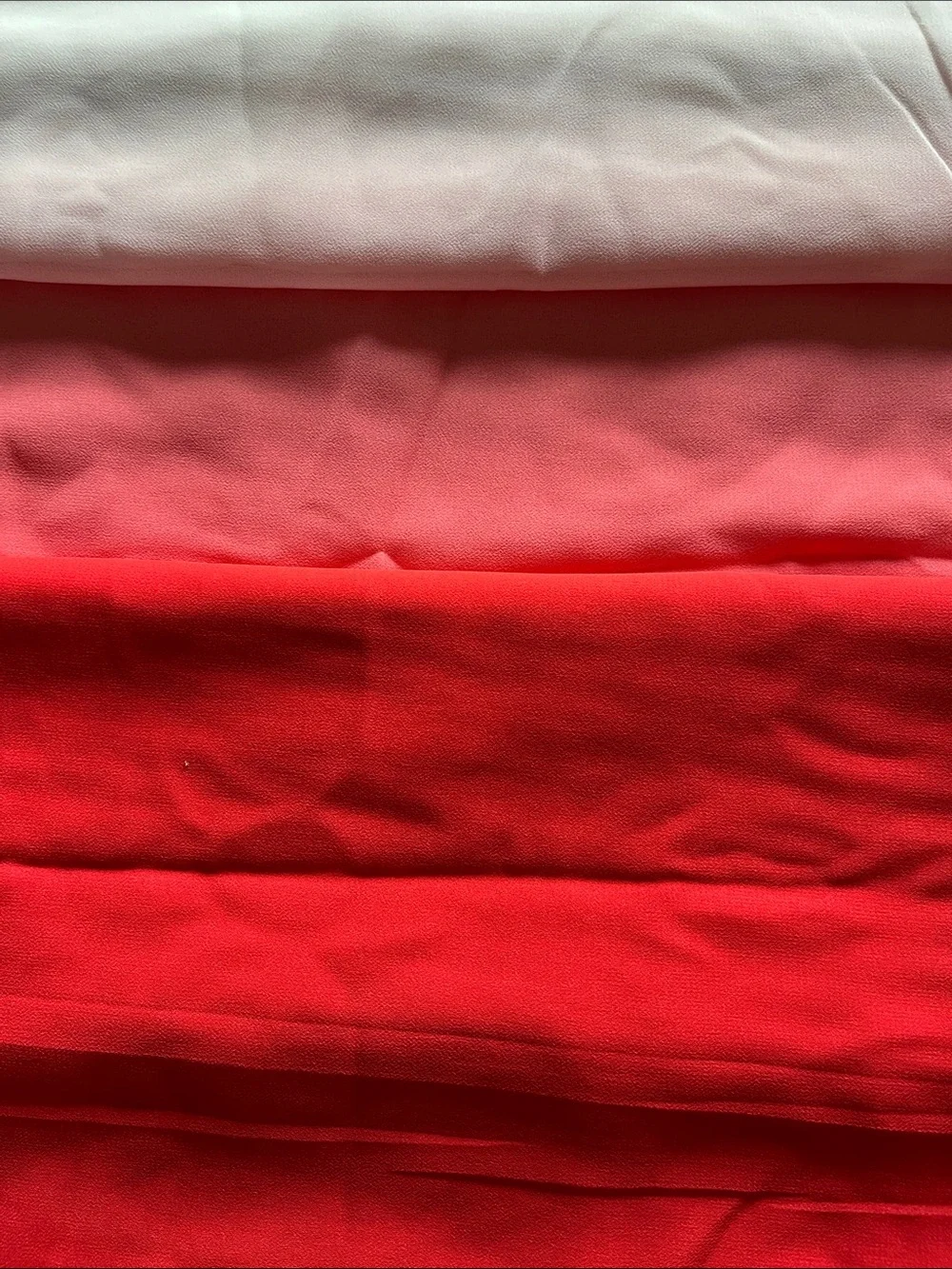 Chiffon Degrades Color Fabric Ombre Red to White 2 Yards